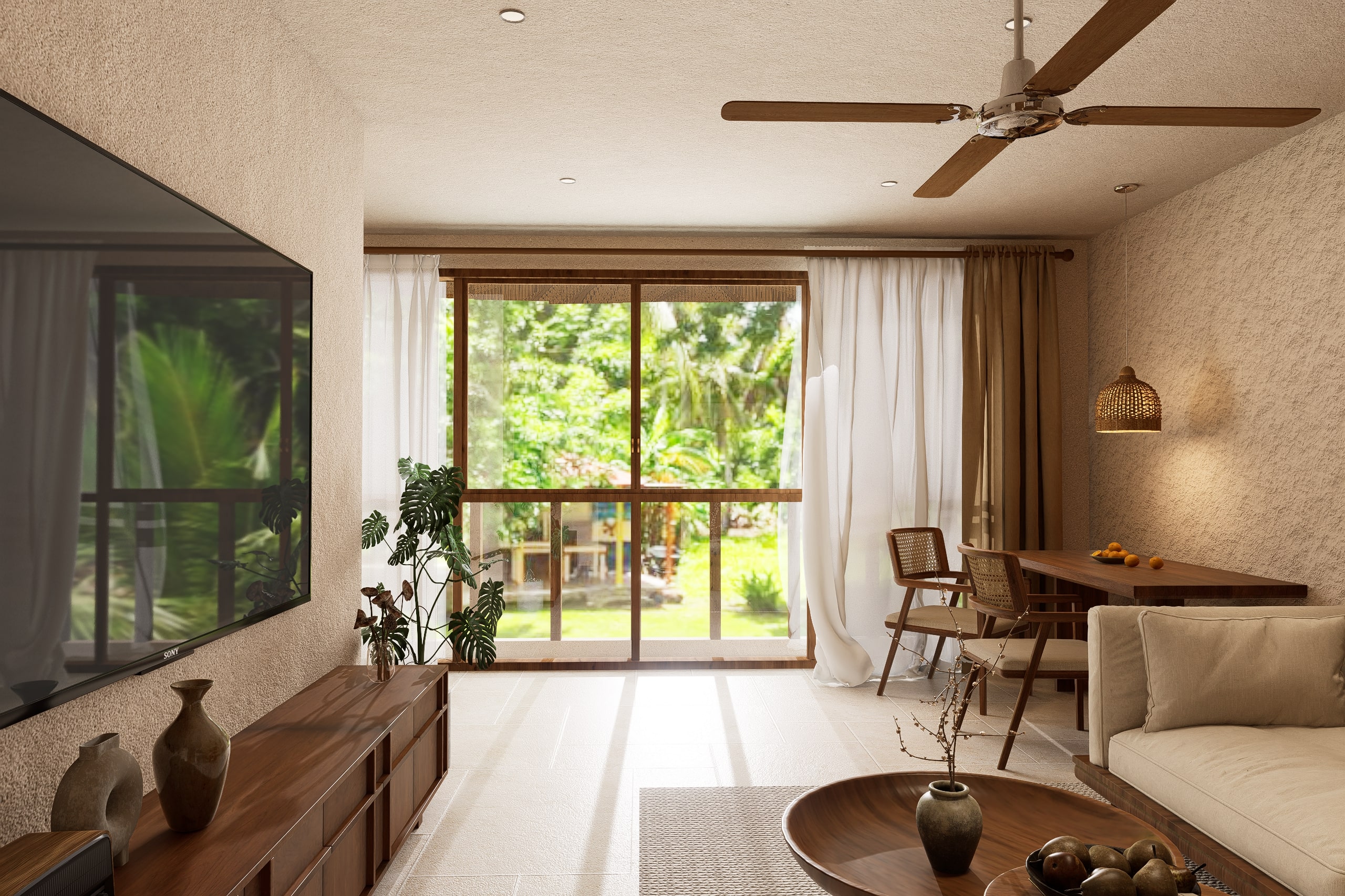 Living and kitchen